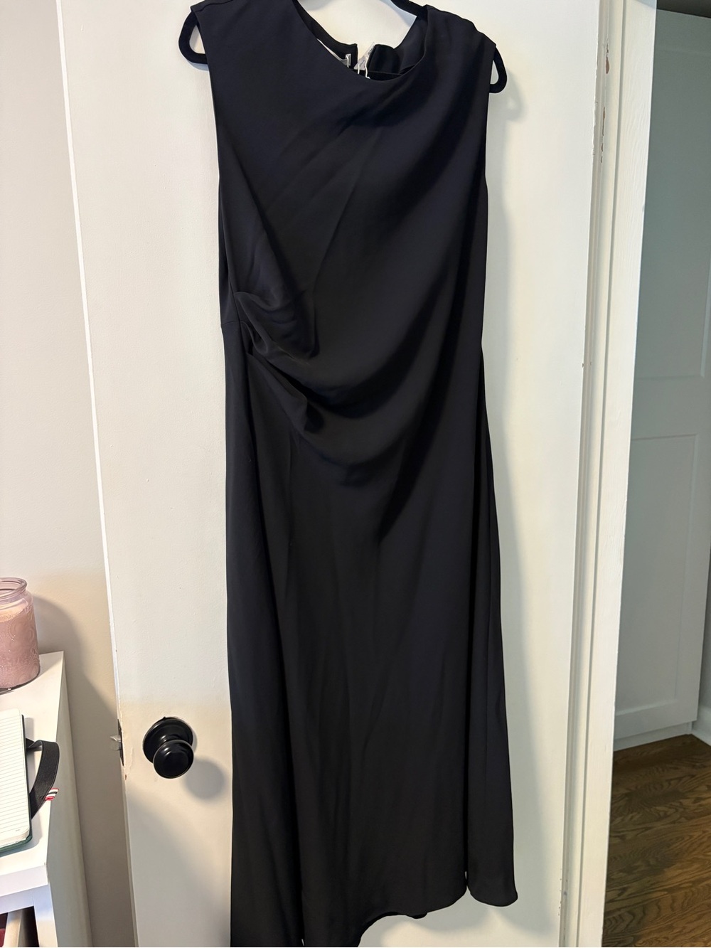 Mango Black Draped Sleeveless Maxi Gown